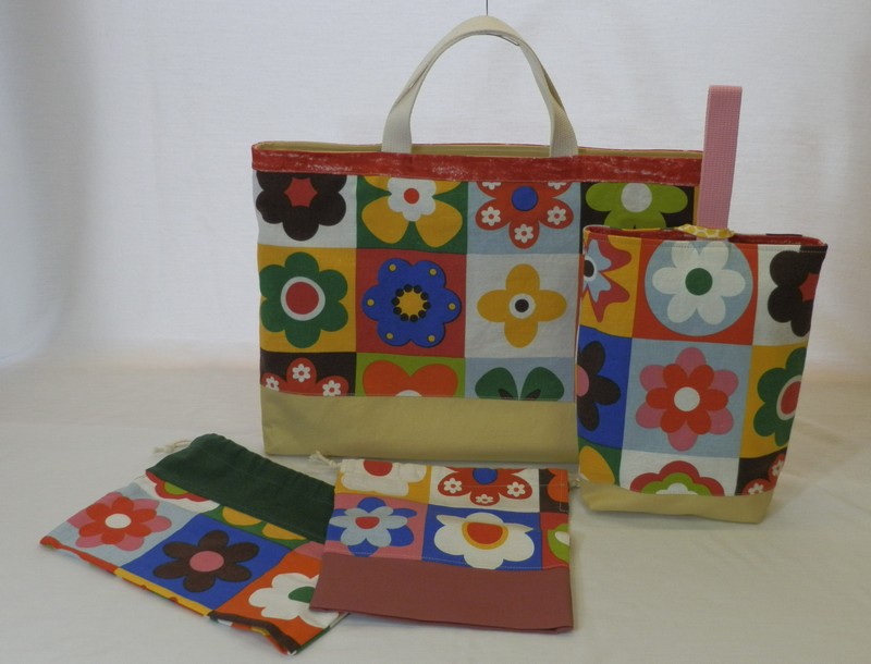 通園バッグセット【大きな花柄イラストの絵本バッグセット】／絵本