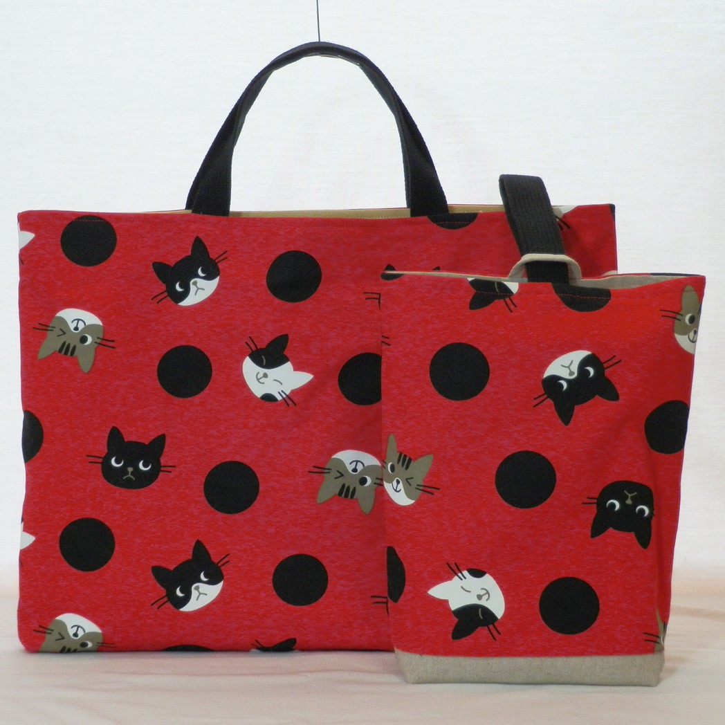 猫ちゃん柄レッスンバッグ　入学準備入園準備おけいこ絵本バッグバッグねこカラフル 猫ちゃん柄レッスンバッグ 入学準備入園準備おけいこ絵本バッグバッグ